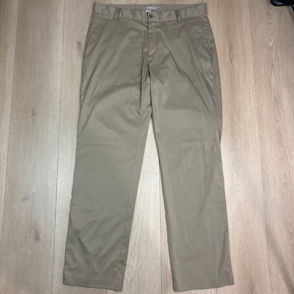 Nike Golf Tour Performance Dri-FIT Khaki Tan Pants Mens 34x32 Flat Front